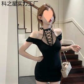 名媛挂脖吊带连衣裙女夏季辣妹性感蕾丝包臀裙御姐风绝美抹胸裙子