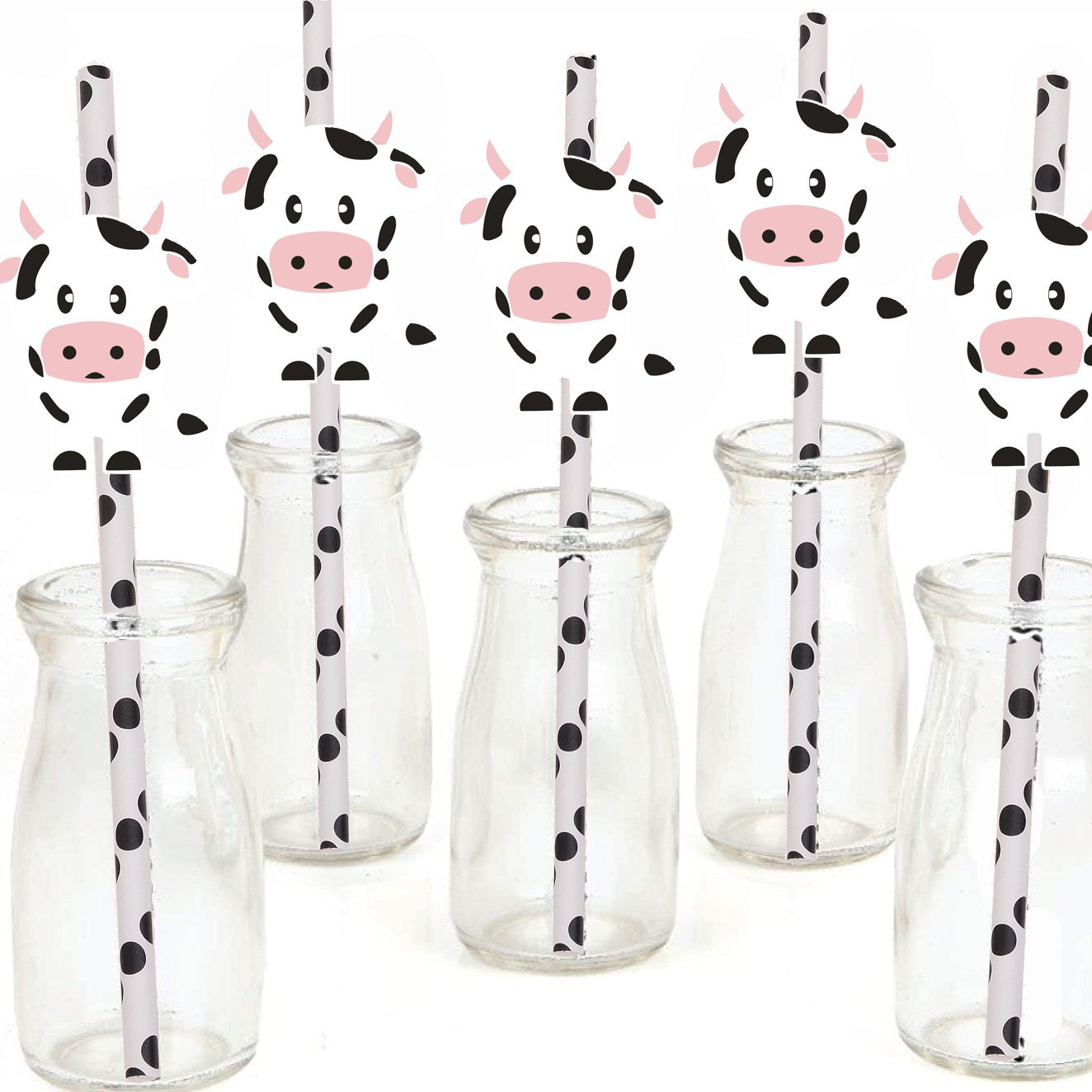 Fiesta transfronteriza decoración creativa Linda paja vaca cebra animal papel paja desechable degradación bebida Decoración