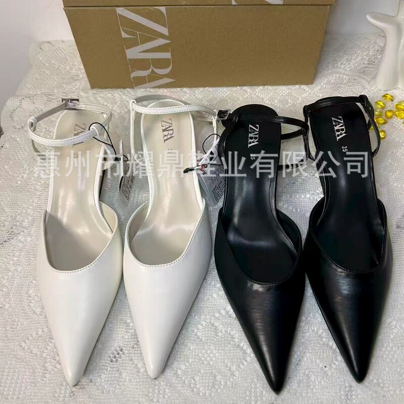 Za Spain 2025 New High-Heeled French-Style Closed-Toe Sandals Fairy Shoes Elegant Pointed Backless Single Shoes for Women Za Spain 2025 New High-Heeled French-Style Closed-Toe Sandals Fairy Shoes Elegant Pointed Backless Single Shoes for Women