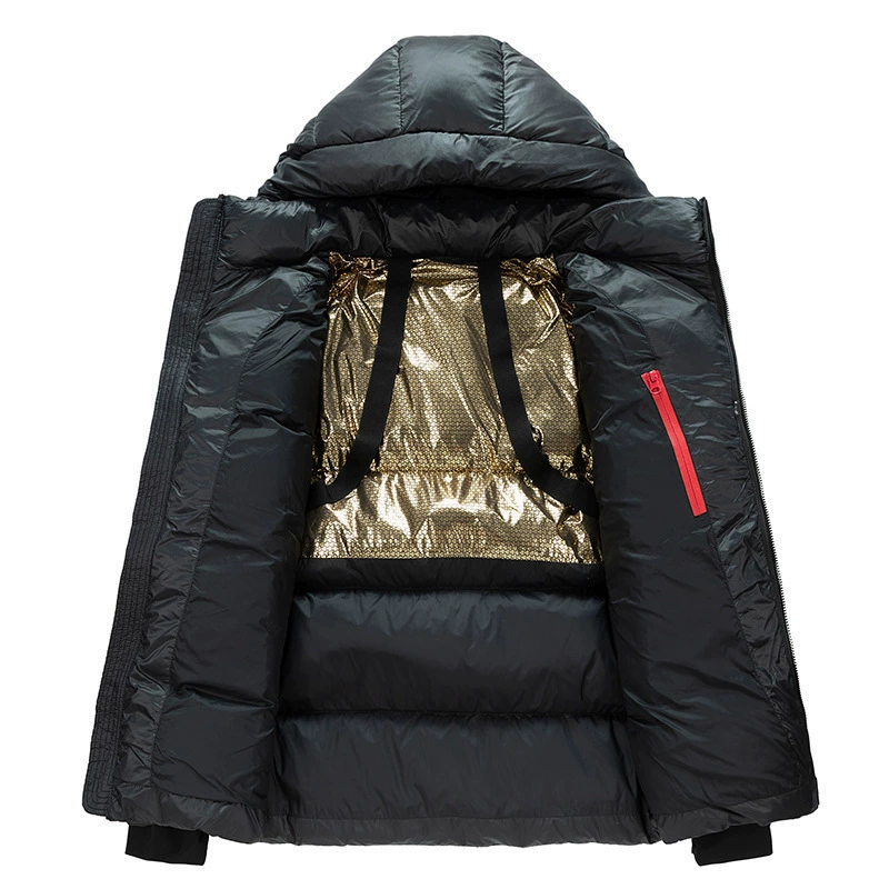 Velvet winter windproof keep warm short down jacket with down for men and women, increased thickness