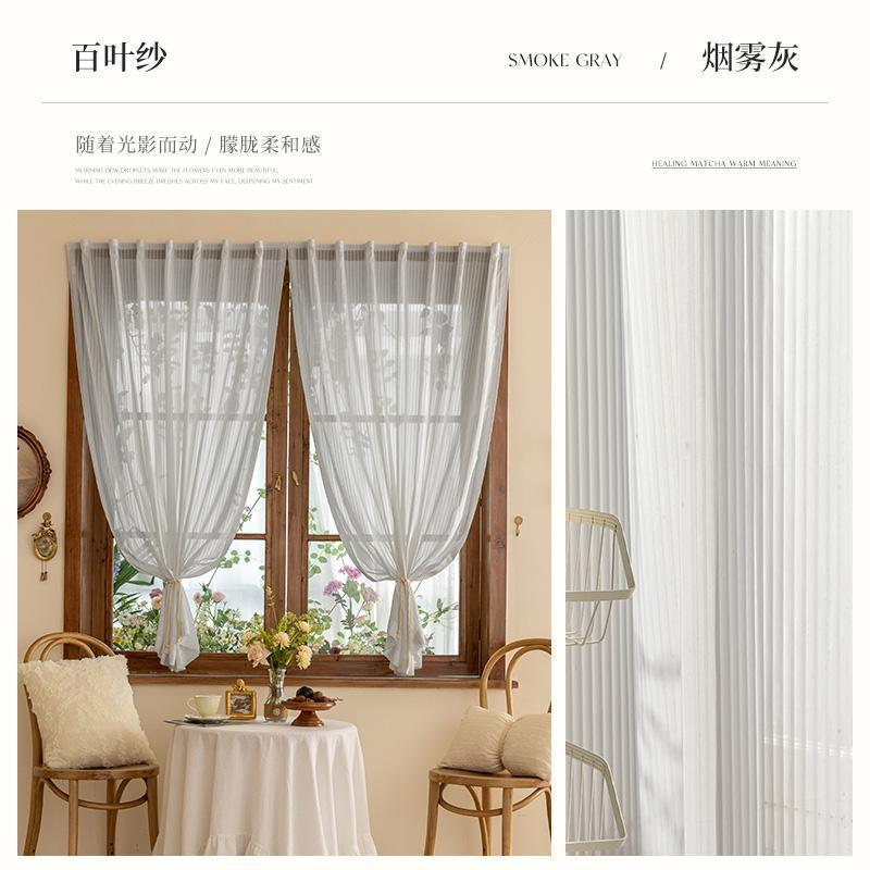 Velcro adhesivo tipo hoja de lino ciega hilo de rayas verticales sin perforación cortina