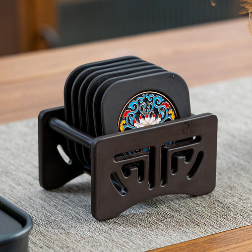 Minzheng Electric Wood Enamel Colored Tea Mat Cup Mat Tea Cup Mat Tea Ceremony Gongfu Tea Cup Saucer Tea Saucer Creative Tea Accessories