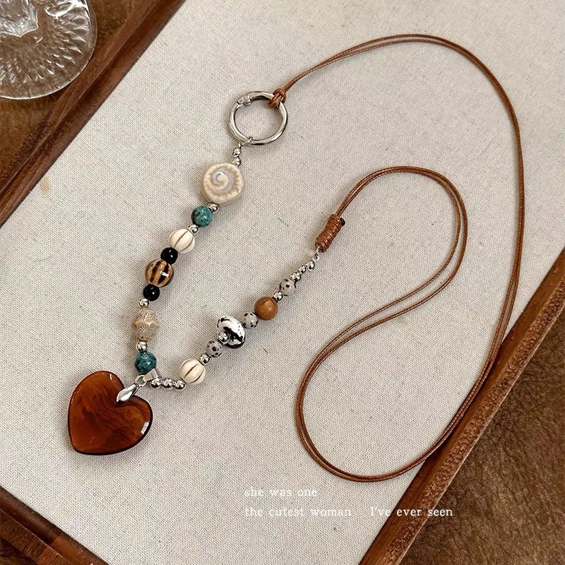 Love Beaded Pendant Necklace for Women 2025 New Ethnic Style Autumn and Winter Long Braided Sweater Chain High-End Accessories