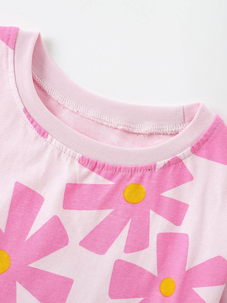 Malwee transfronterizo ropa infantil de verano camisa de mangas cortas suave piel transpirable impresión linda camisa casual de niña