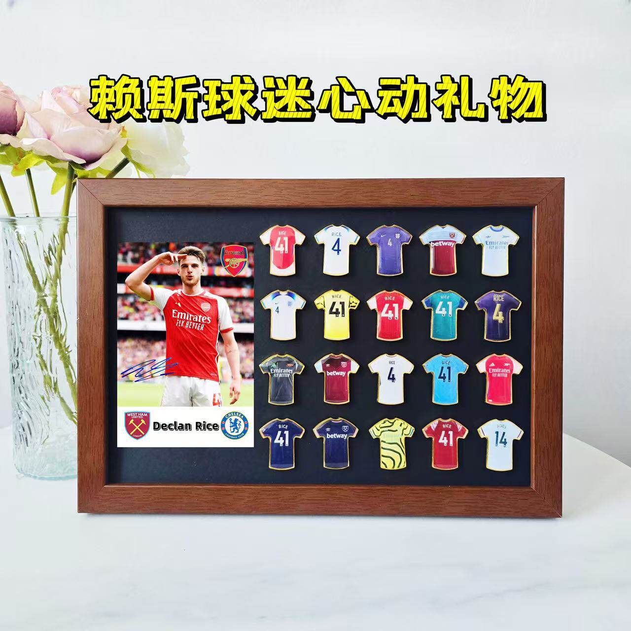 Messi Ronaldo camiseta insignia marco de madera sólida recuerdos de fútbol hechos a mano alrededor del cumpleaños del novio Regalo del festival de Qixi image 56