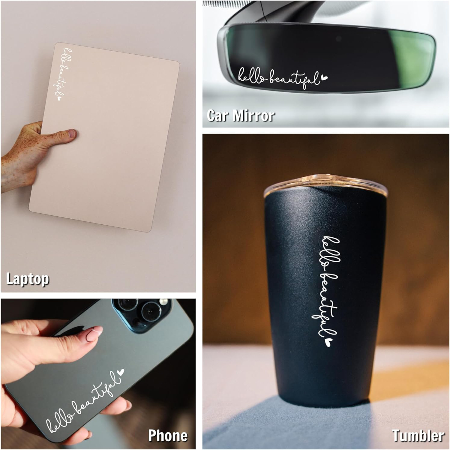 Hot Selling Hello Beautiful Car Mirror Sticker, Rear View Mirror Female Decal_voghion.com