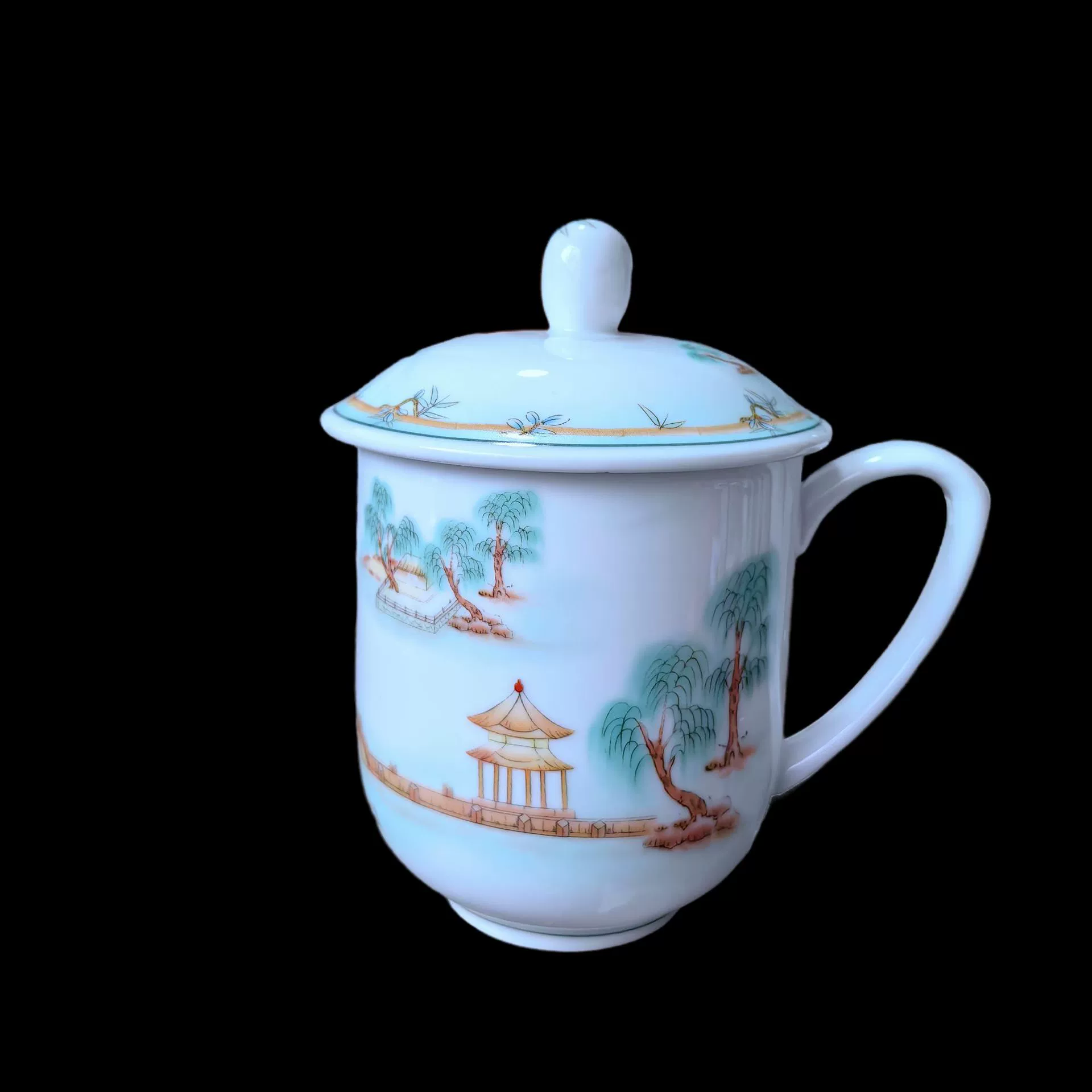 Синдзянь-фарфоровая чаша с крышкой из костяного фарфора Jingdezhen - чисто белая керамическая чашка для офиса, чайного домика