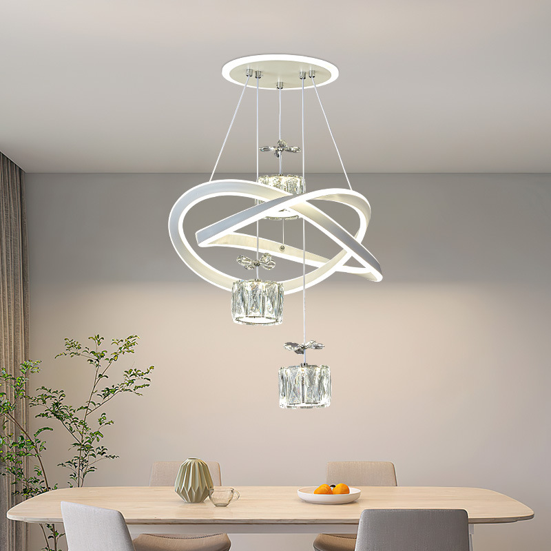 现代极简水晶吊灯一件代发LED网红灯饰中山灯具源头厂家外贸批发