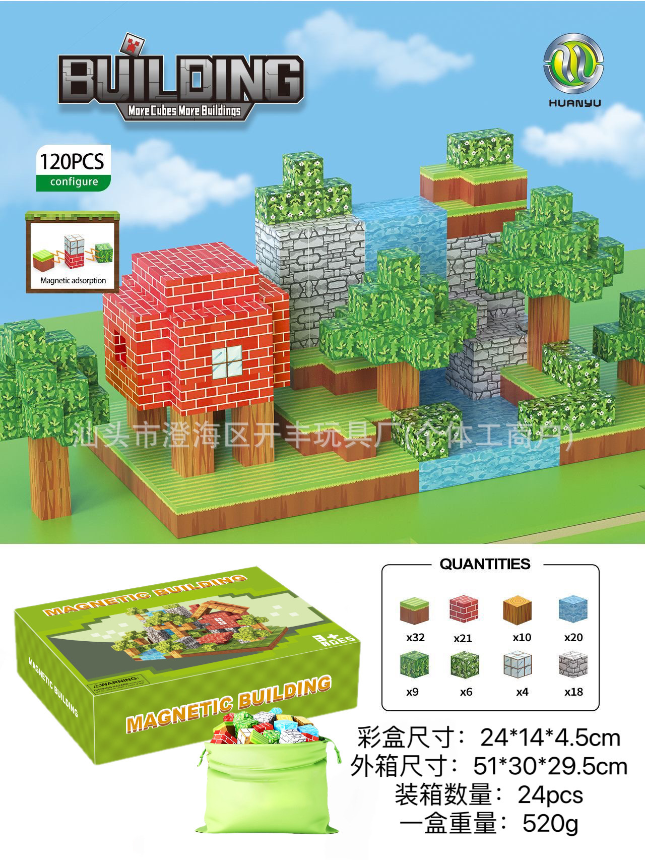 Transfronterizo Amazon MC My Cube World Juego de bloques de construcción magnética Bosque primitivo Partículas magnéticas Juguetes magnéticos