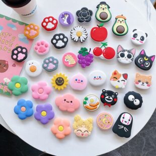 Cartoon silicone tubing, glue, mobile phone with animals, folding phone holder, flowered