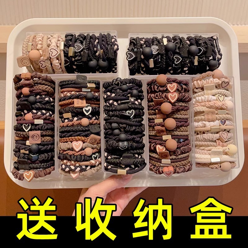 Niños de color café leche de banda de goma de alta elasticidad anillo para el cabello de niñas de cabello de cola de caballo alta no daña el cabello corda de cabello duradera