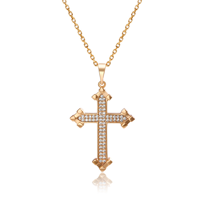 Joyería Xuping micro incrustado con colgante de cruz de circonio para mujeres lujo ligero personalidad simple collar accesorios de collar de viento frío para hombres