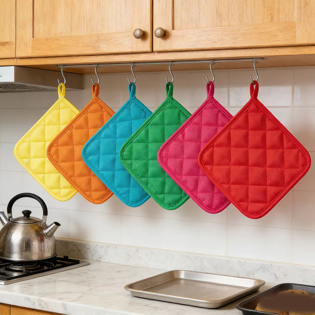 Tela doméstica diaria almohadilla de aislamiento térmico almohadilla de comedor de doble cara estofado de color sólido lavable almohadilla de taza anti-slip personalizada image 3