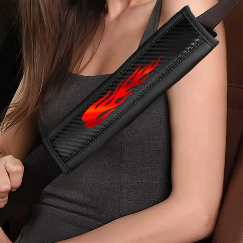 Amazon Temu Cross-Border Hot-Selling Flame-Patterned Seatbelt Shoulder Pads for Cars