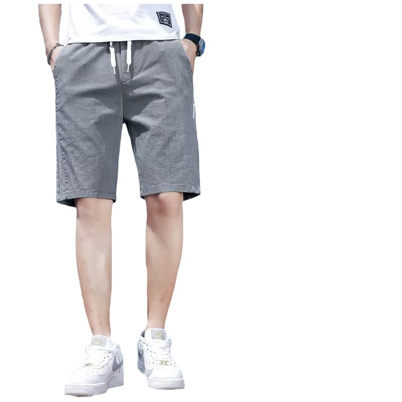 Pantalones cortos de mezclilla pantalones de cinco puntos para hombres pantalones de chándal sueltos de verano pantalones de moda casuales de seda de hielo súper delgados con cordones