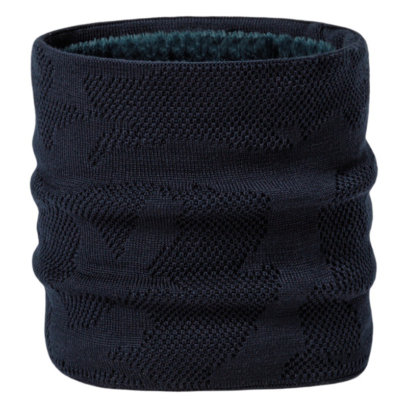 Cross-border new knitted pullover scarf men's winter outdoor solid color fleece-lined thick neck protection scarf