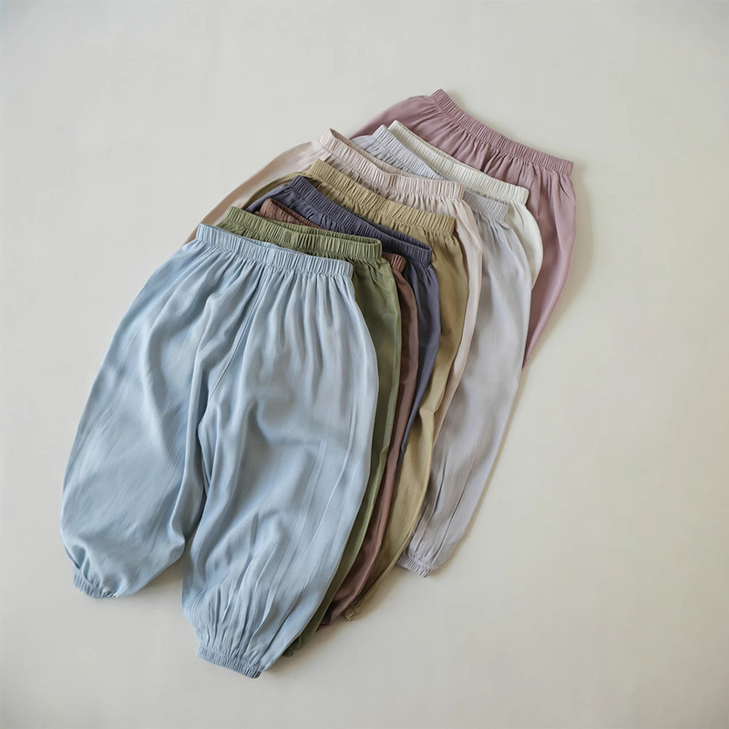 Children's Eco Silk Pants, Baby Anti-Mosquito Pants, Thin Bloomers for Boys and Girls, Breathable Nine-Point Loose Outer Pants