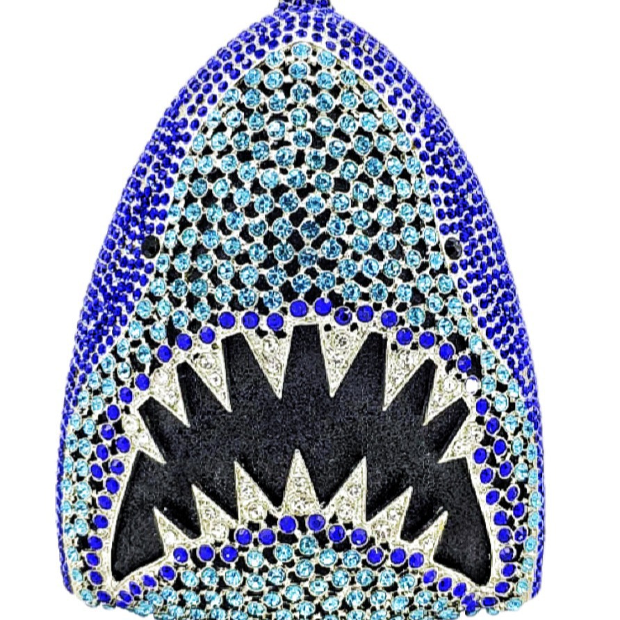 * Nuevo tiburón transfronterizo bolso de cena de diamantes bolso de mano de animales marinos bolso de mano de banquete europeo y americano bolso de mujer de diamantes