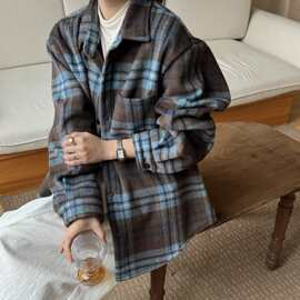 加绒加厚衬衫 2025冬季新款 英伦格子上衣女保暖宽松衬衣外套1139