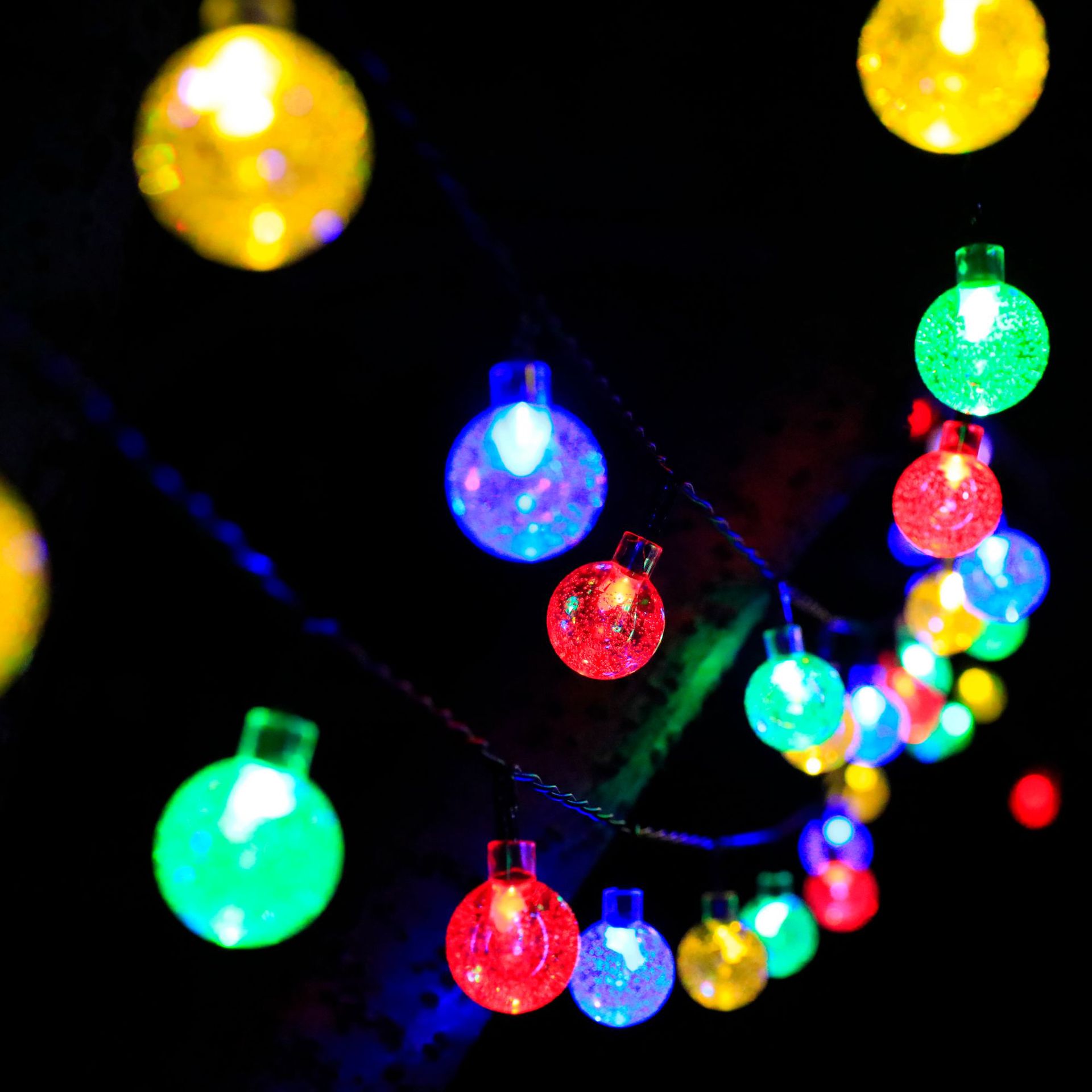 LED solar Bola de burbujas Cadena de luz cielo estrellado Festival de Navidad al aire libre patio decoración bola de cristal luces de colores