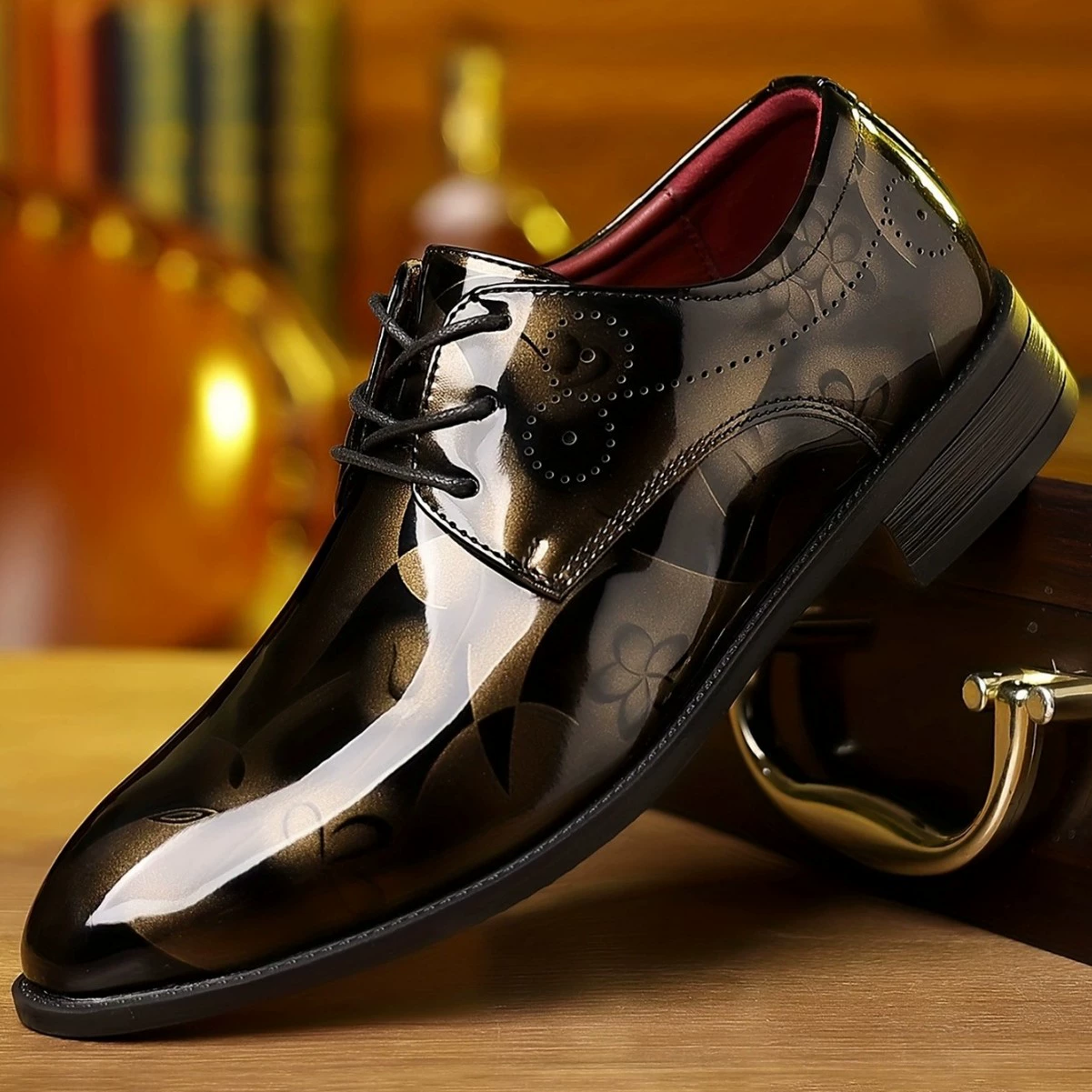 Бизнес мужская обувь в британском стиле модная кожаная обувь новый тренд повседневная кожаная обувь дикая яркая золотая кожаная обувь