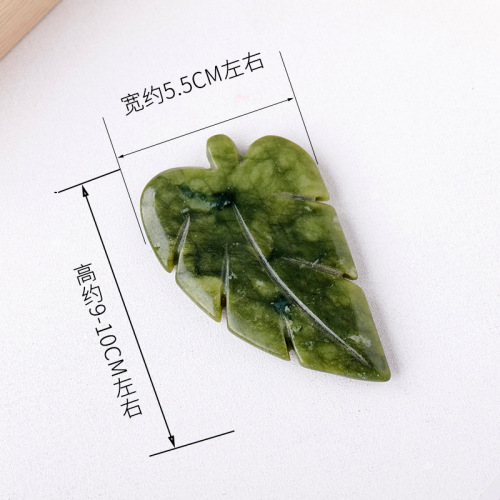 Natural jade leaf carvings, hand-carved handles, desktop green leaves and green plants, crystal crafts ornaments, wholesale