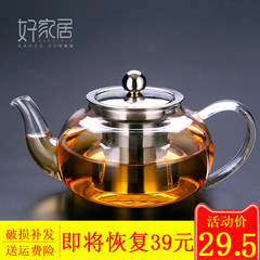 加厚耐高溫玻璃茶壺單壺家用小號透明煮水泡茶過濾功夫紅茶具套裝