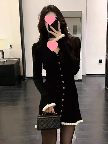 Small man, fragrant black dress, children's autumn and winter new style, tea break, French temperament, beautiful