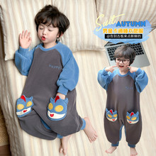 儿童连体睡衣秋冬款宝宝法兰绒加厚保暖男童女童睡袋珊瑚绒防踢被