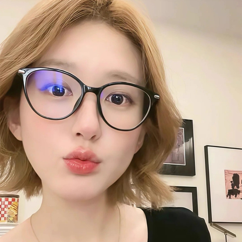 赵露思同款松弛感黑框猫眼眼镜女可配近视素颜显白防蓝光眼睛架男|undefined