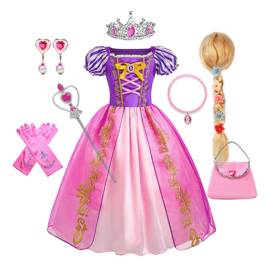 Рапунцель Принцесса Классический платье Принцесса платье Длинные волосы