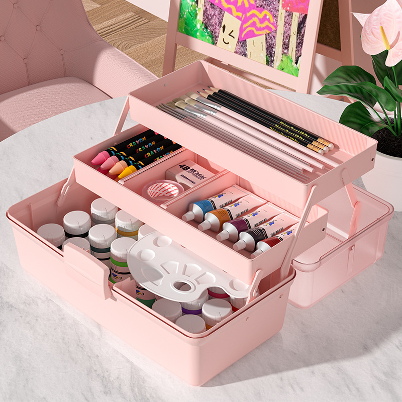 아트박스 3단 공구박스 수납박스 특수 정리박스 다기능 가정용 여행가방 구카 수납박스