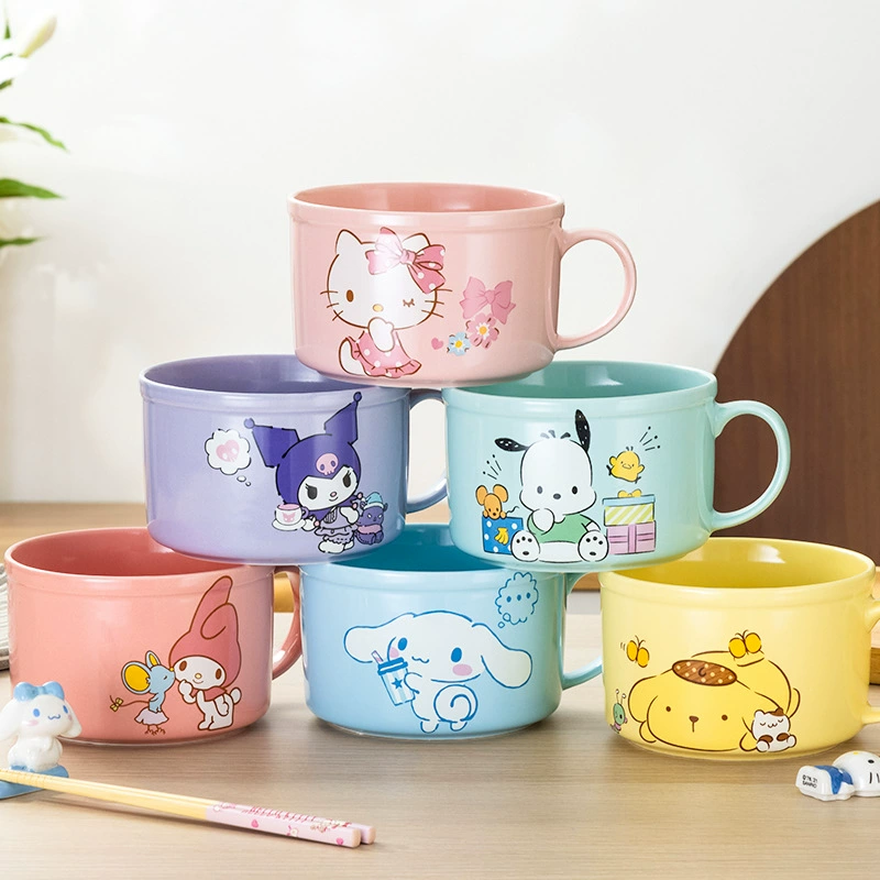 Ge Jiezhi Sanrio керамическая миска для быстрого приготовления лапши с крышкой, запечатанная и свежая миска для студентов, личная ланч-бокс