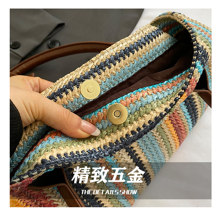 Beach vacation bag 2025 New style trendy and fashionable single-shoulder bag, large-capacity tote bag, hand-woven straw bag Application Scenario