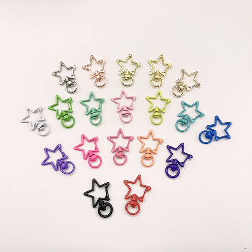 Electroplated color five-pointed star keychain zinc alloy keychain doll pendant accessories colorful