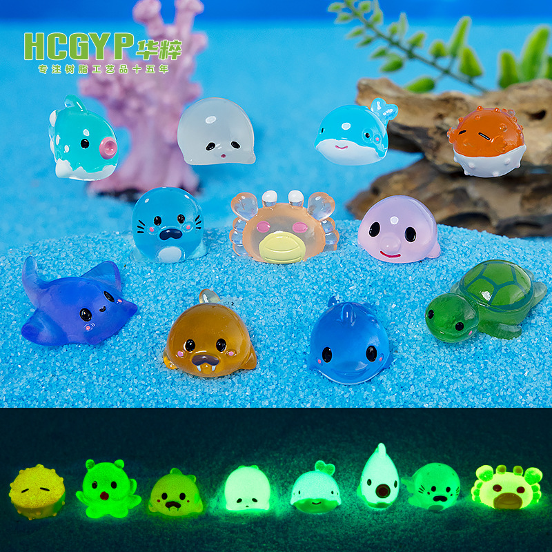 微景观摆件 可爱海洋动物海豚 鲸鱼 章鱼寄居蟹海洋动物 树脂配件