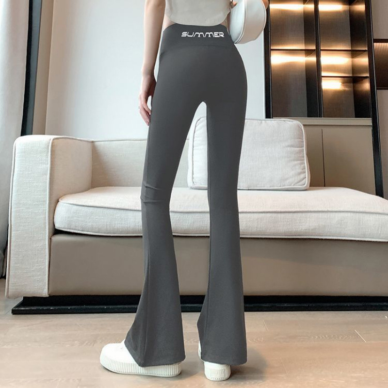 Pantalones de gran tamaño para mujeres primavera y verano de cintura alta pantalones casuales elásticos negros delgados pantalones largos de moda comercio exterior al por mayor