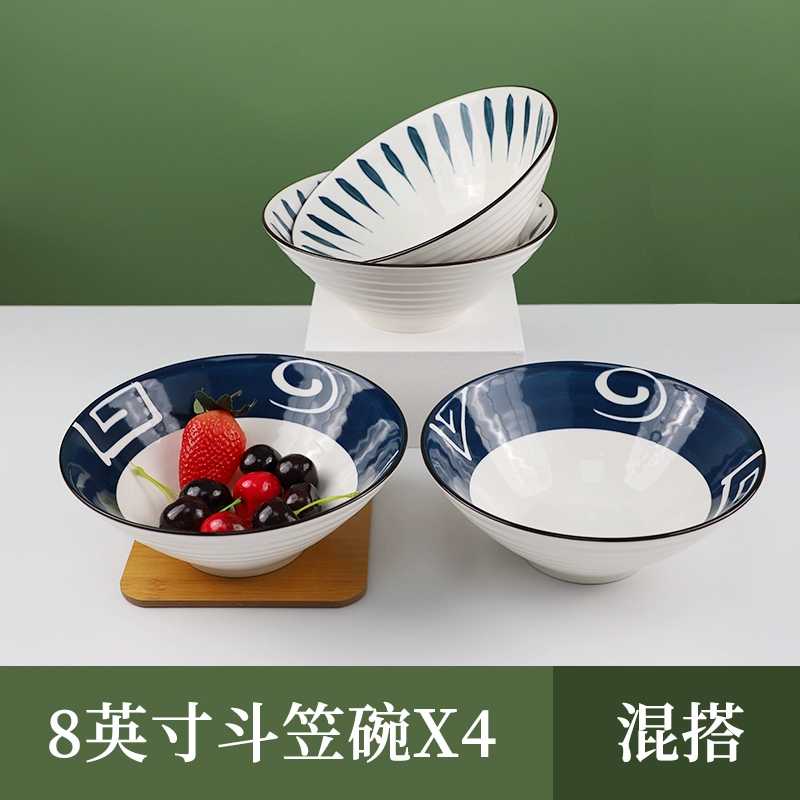 Japanese ceramic big soup bowl, tableware for students, increased thickness