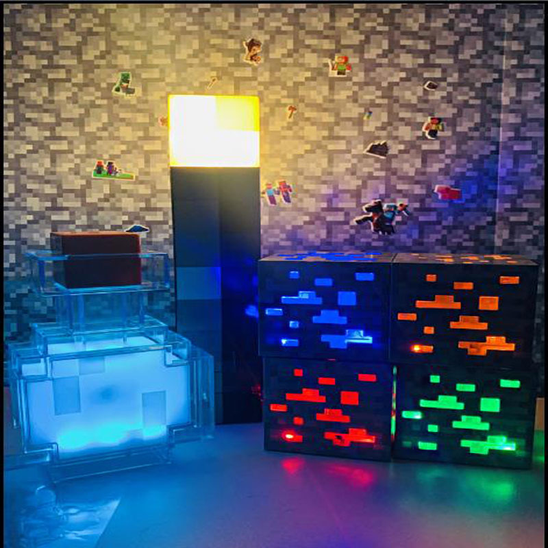 我的世界火炬充电矿灯变色瓶Minecraft游戏周边模型玩具火把夜灯