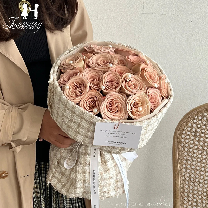 Fabric small fragrant round bouquet packaging cloth flower shop floral DIY packaging materials flower packaging wholesale