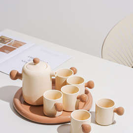 奶油风陶瓷茶具家用待客厅乔迁新居杯子凉水茶壶杯具套装闺蜜礼品