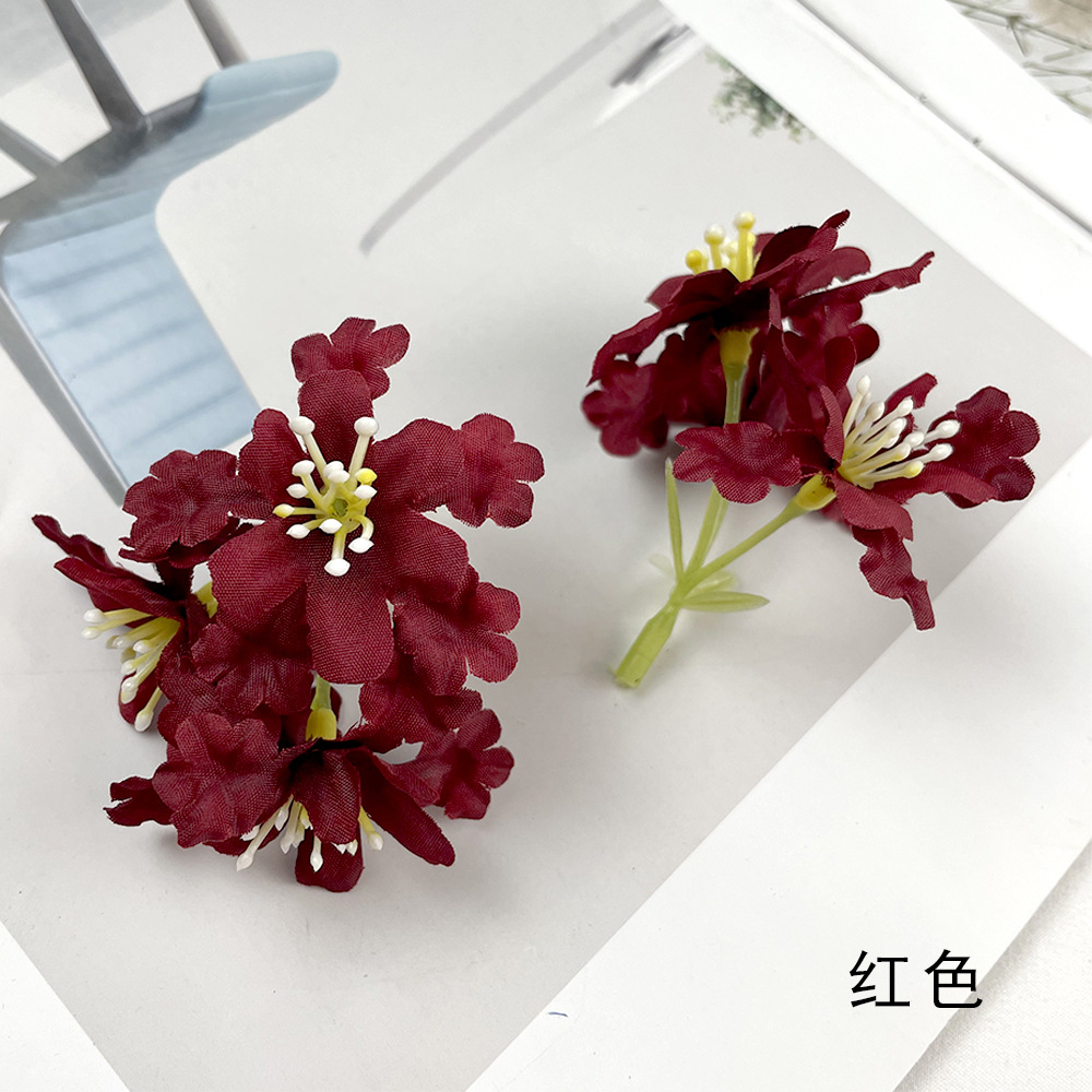 Simulación de 3 horquillas racimos de flores de hierba pequeña diy material de horquilla fabricación de flores falsas estilo ins decoración de ramillete Hanfu