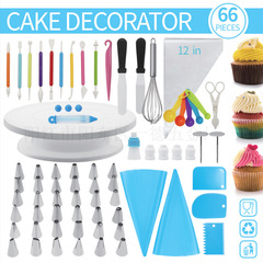 Set of 66 Flowering Tips Turntable Rotating Plate Set - Flowering Tools Baking Supplies Cake Mold Supplies