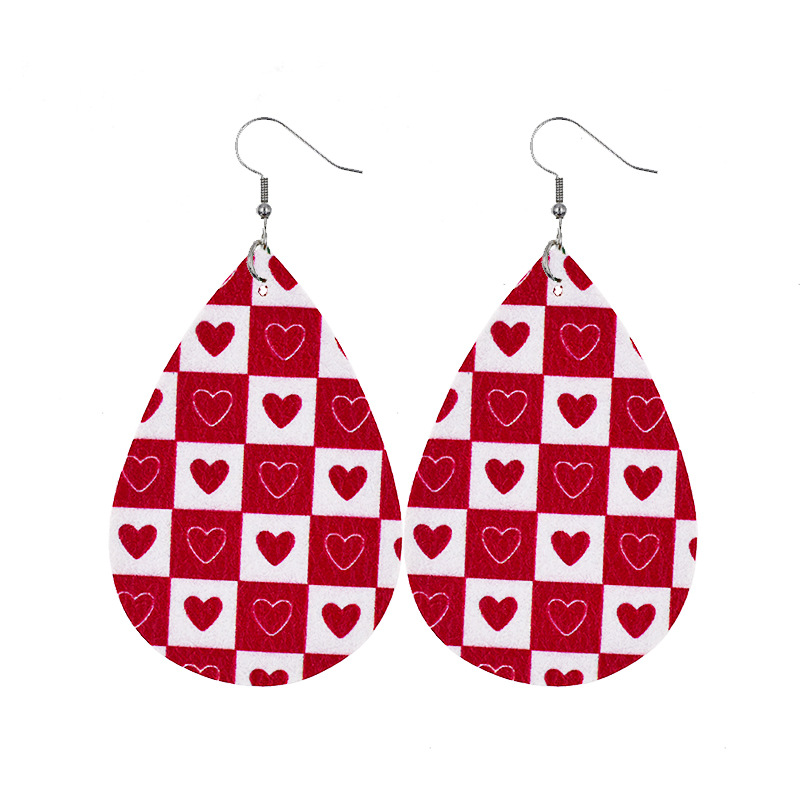 1 Pair Elegant Cartoon Style Vacation Letter Water Droplets Heart Shape Pu Leather Drop Earrings display picture 19