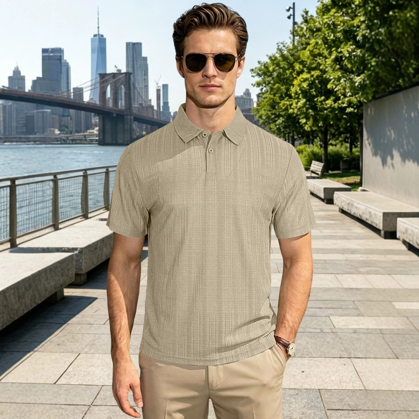 Transfronterizos europeos y estadounidenses de verano delgados de color sólido cuello pequeño cuadrado de manga corta transpirable tamaño grande suelto polo casual