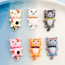 可爱彩色猫咪DIY奶油胶发夹吊坠钥匙扣手机壳水杯树脂配件批发