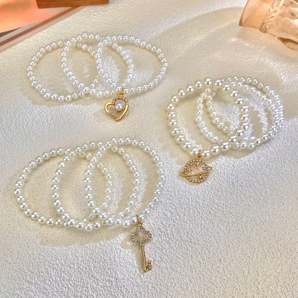 48g Weight CCB, Imitation Pearl, Alloy Pendant Material Bracelets Classification Alloy Chain Material Beaded Chain Chain Type 1 Piece, 1 Set Quantity Casual, Banquet, Daily Occasion CCB, Imitation Pearl, Alloy Material Geometric Pattern Women's Gender Polishing Design Elegant Style Elegant Geometric CCB Imitation Pearl Alloy Beaded Chain Beaded Bracelets Wholesale 14