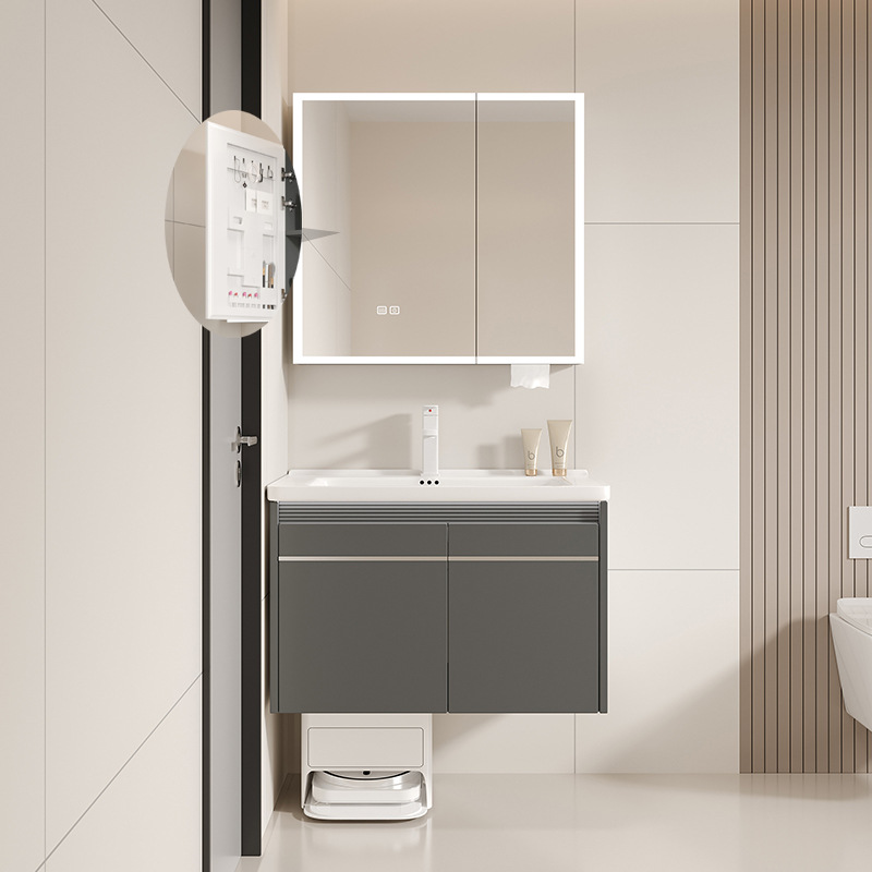 Estación base de robot de barrido de suelo almacena paneles de abeja gabinete de baño combinado cerámico todo en uno lavabo de mano gabinete lavabo mesa de lavado