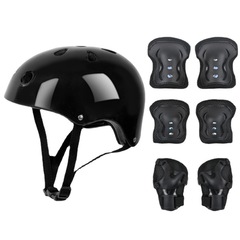 Plum blossom black bubble helmet butterfly protective gear seven-piece set balance car skateboard wheel skates skates protective gear set