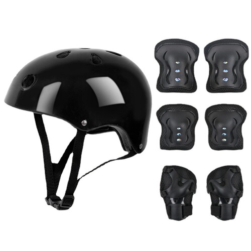 New Plum Blossom Black Bubble Helmet Butterfly Protective Gear Seven-piece Balance Scooter Scooter Wheel Skates Skates Protective Gear Set